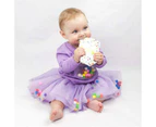 Dadawen Girl Tutu Skirt Fluffy Toddler Tulle Tutus 3 Layers With Pom Pom Puff Balls-Purple