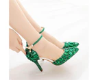 Amoretu 9.5CM Rhinestone Thin High Heels Pointed Toe Fashion Sandals-Green