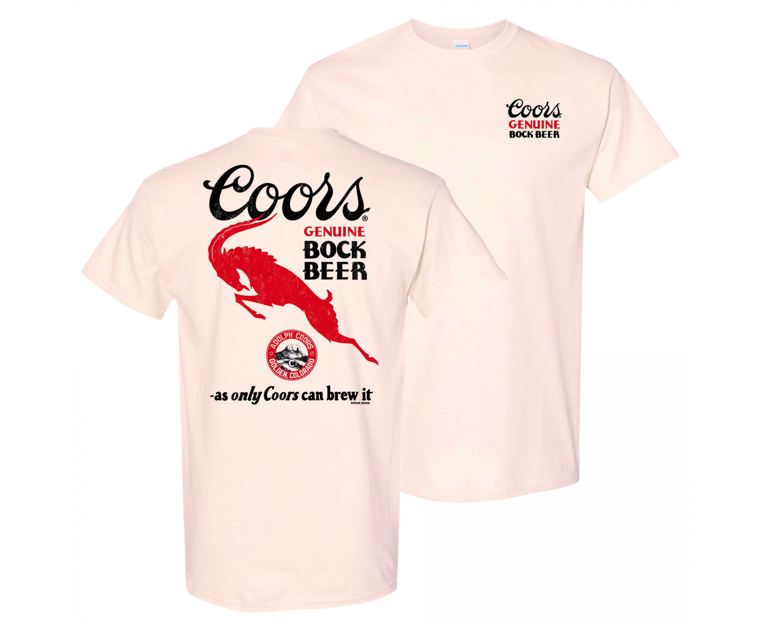 Coors Genuine Bock Beer Front and Back Print T-Shirt