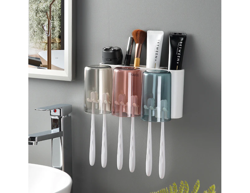 Bathroom Toothbrush Holder Rack 3 Cups Organiser Storage