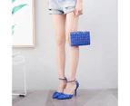 Amoretu 9.5CM Rhinestone Thin High Heels Pointed Toe Fashion Sandals-RoyalBlue