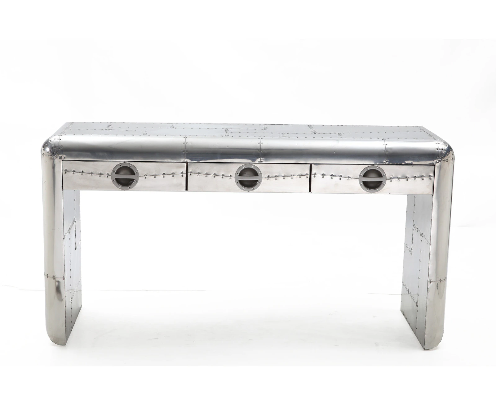 AVIATOR | INDUSTRIAL METAL CONSOLE TABLE -SILVER