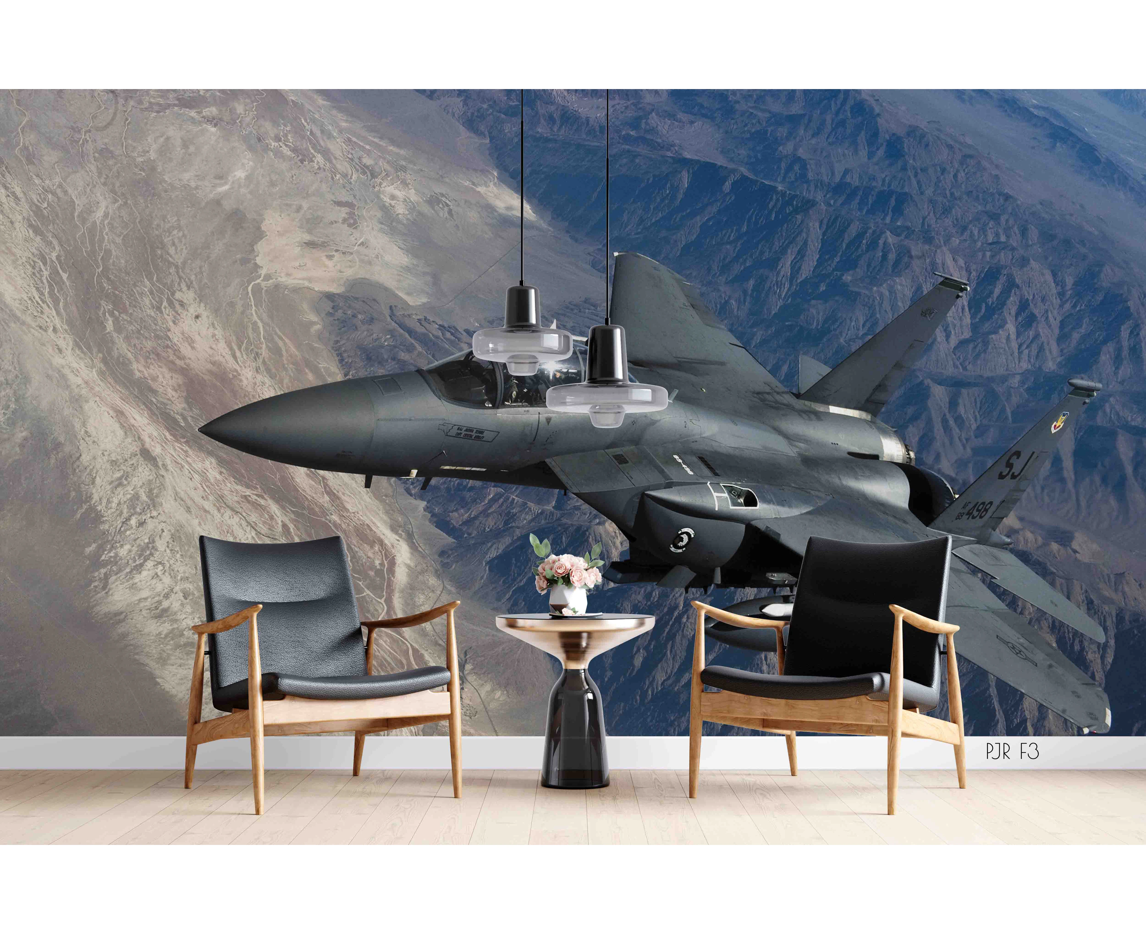 Jess Art Decoration 3D Grey Airplane Mountain Sight Wall Mural Wallpaper Lxl 349