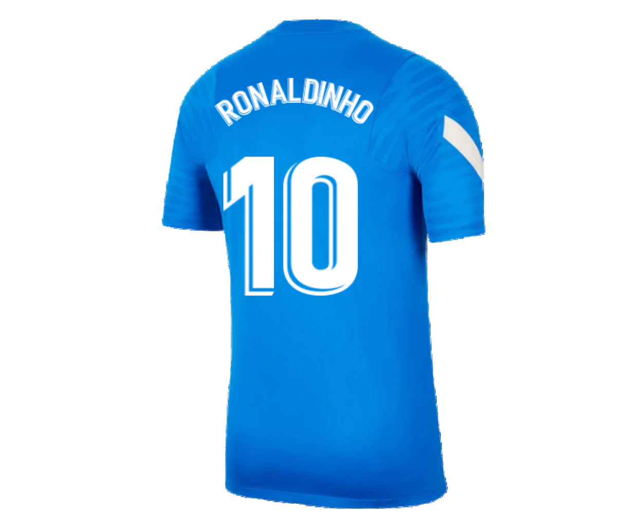 2021-2022 Barcelona Training Shirt (Blue) (RONALDINHO 10)