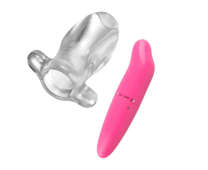 Hollow Tunnel Butt Plug Anal Speculum Mini Bullet Vibrator Bdsm Medical Play Fetish - Medium