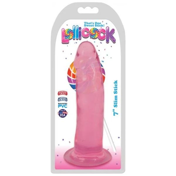 Lollicock Slim Stick 7in Cherry Ice Slim, Transparent Pvc Dildo For Pleasurable Intimacy