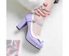 Amoretu Womens High Heel Lolita Shoes Cute Bow Mary Jane Shoes-Purple