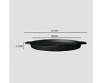 SOGA 2X 35cm Round Ribbed Cast Iron Frying Pan Skillet Steak Sizzle Platter with Handle