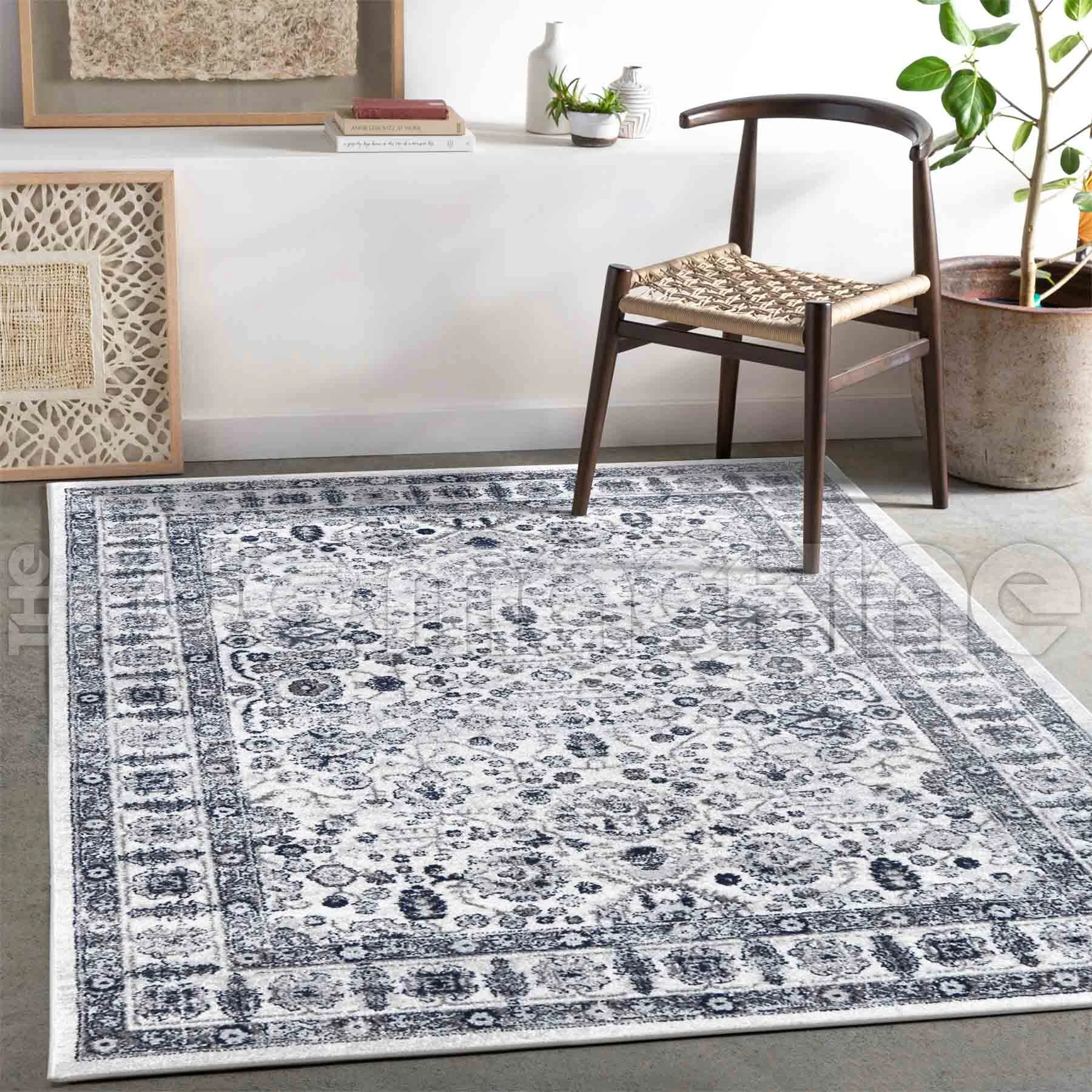 Province Navy Cream Traditional Rug