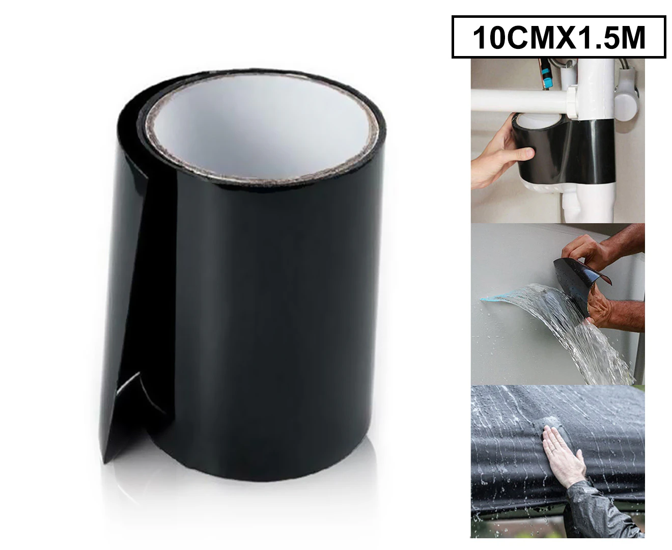 Waterproof Tape Super Strong Stop Leak Repair Leakage Flex Seal Fiber Tool 10cm*150cm Black