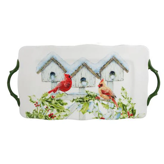 Lang Kitchen Dining Cardinal Birdhouse Serving Platter Plate