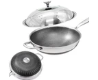 316 Stainless Steel Non-Stick Stir Fry Cooking Kitchen Wok Pan Honeycomb Double Sided