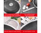 316 Stainless Steel Non-Stick Stir Fry Cooking Kitchen Wok Pan Honeycomb Double Sided