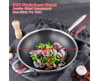 316 Stainless Steel Non-Stick Stir Fry Cooking Kitchen Wok Pan Honeycomb Double Sided