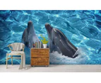 Jess Art Decoration 3D Blue Sea Dolphin Wall Mural Wallpaper 171