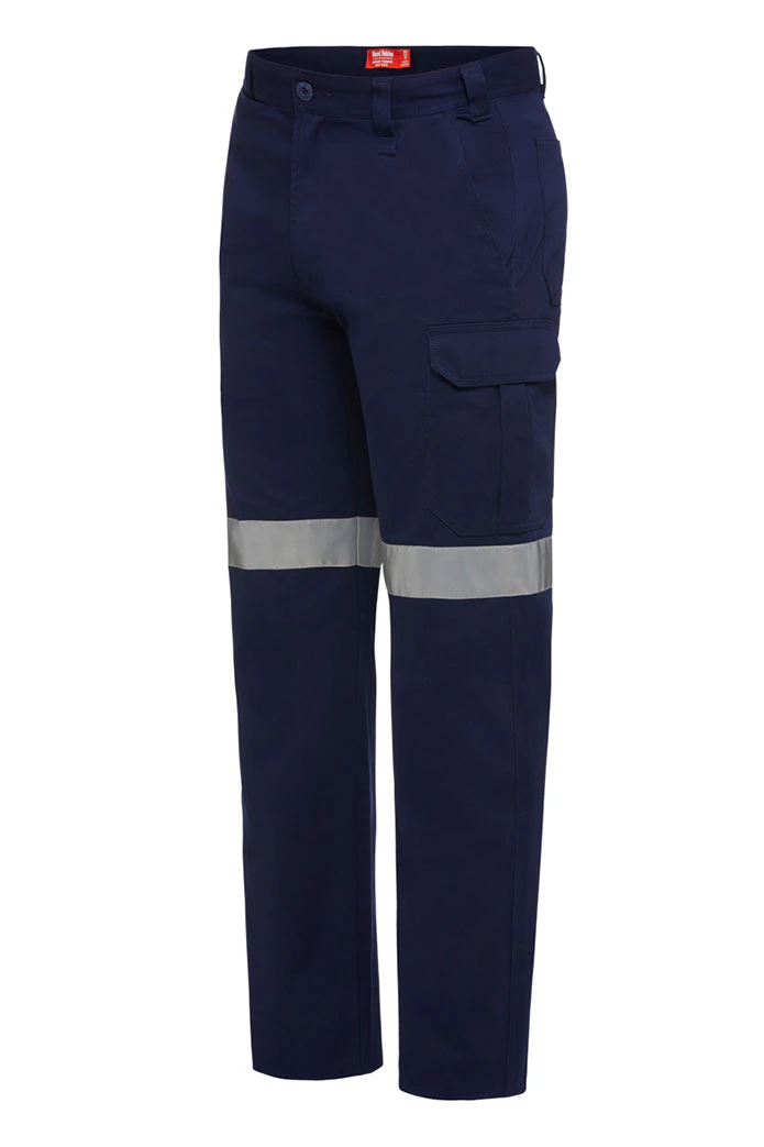 Mens Hard Yakka Basic Drill Cargo Pant Cotton Navy Pants With Tape