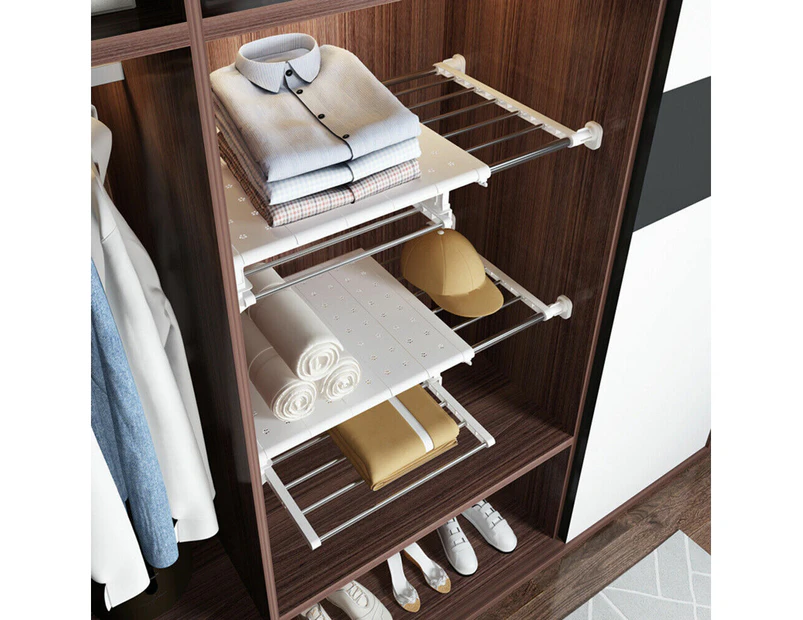 Expandable Storage Closet Rack Cabinet Wardrobe Organizer Kitchen Storage Shelf - 24cm x 42-65cm