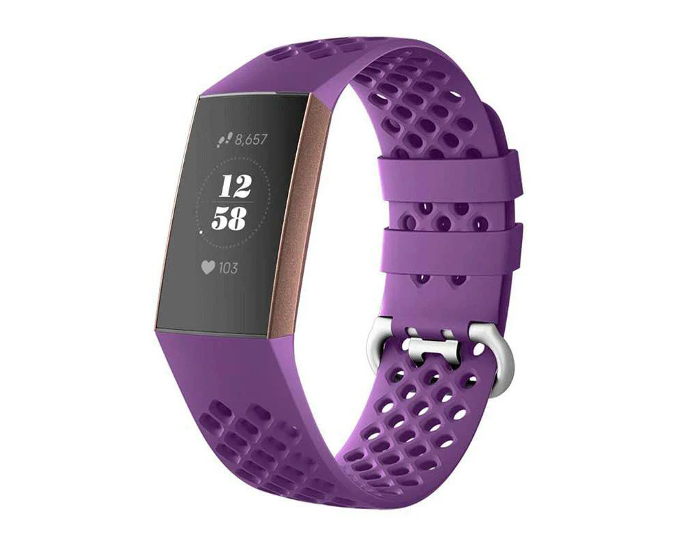 Strapmall DDK Silicone Watch Band For Fitbit Charge 3/Fitbit Charge 4 -Dark Purple