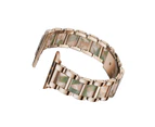 Strapmall Stainless Steel Resin Watch Band For iWatch 7/SE/6/5/4/3/2/1 (Rose Pink Green)