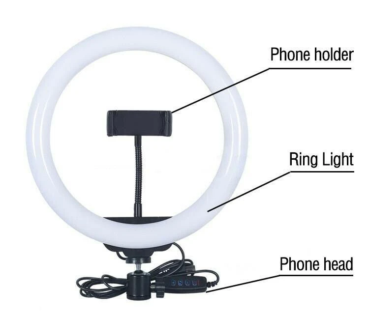 8“LED Ring Filling Light Dimmable Lighting kit Three Colours Light