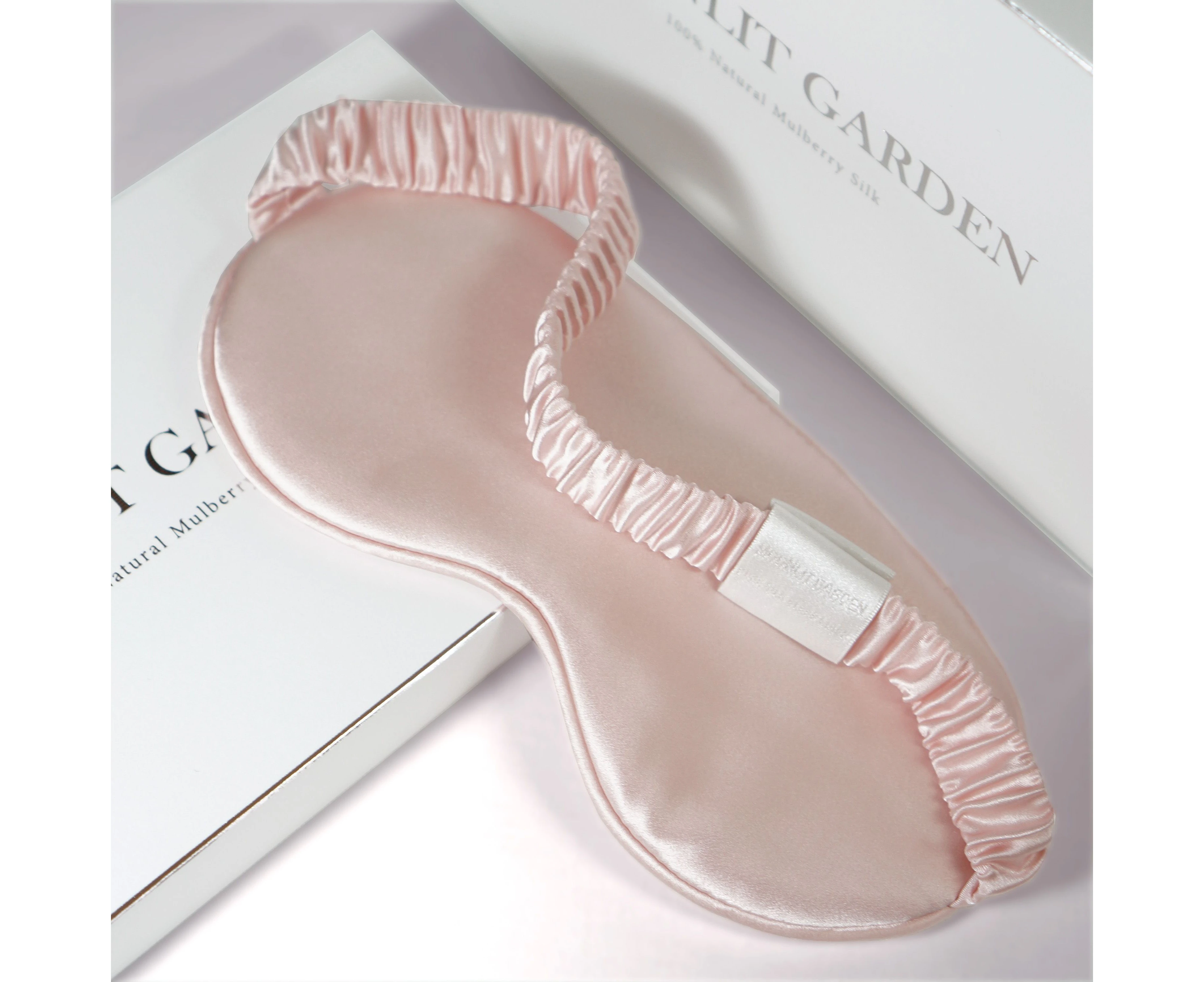 Moonlit Garden Both - Sided 100% Pure Luxe Mulberry Silk Eye Mask - Pink