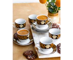 The House of Florence Medusa 12 Piece 160ml Universal Cup and Saucer Black and Gold