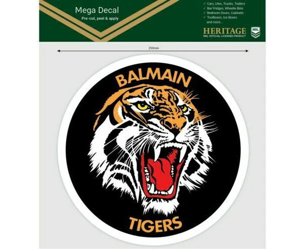 NRL Mega Heritage Decal - Balmain Tigers - Car Sticker 250mm