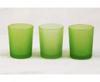20 Pack - Green Frosted Glass Tea Light Candle Holder - Apple Green Theme - 6.5cm