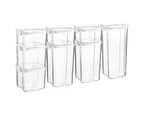 Argon Tableware 16 Piece Plastic Food Storage Containers Set - Plastic Kitchen Pantry Organiser Jars - Clip Lid - 4 Sizes - White