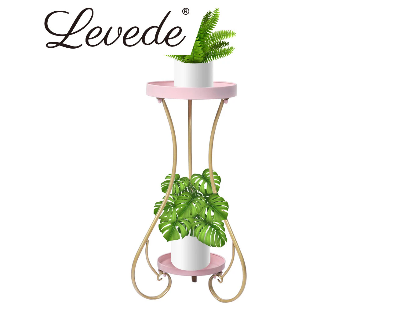 Levede Plant Stand 2 Tiers Outdoor Indoor Metal Flower Pots Rack Garden Shelf