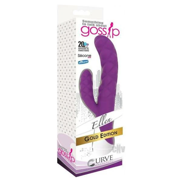 Curve Toys Gossip Ellen Vibrator Purple Premium Dual Motor Silicone Rabbit For Intense Pleasure