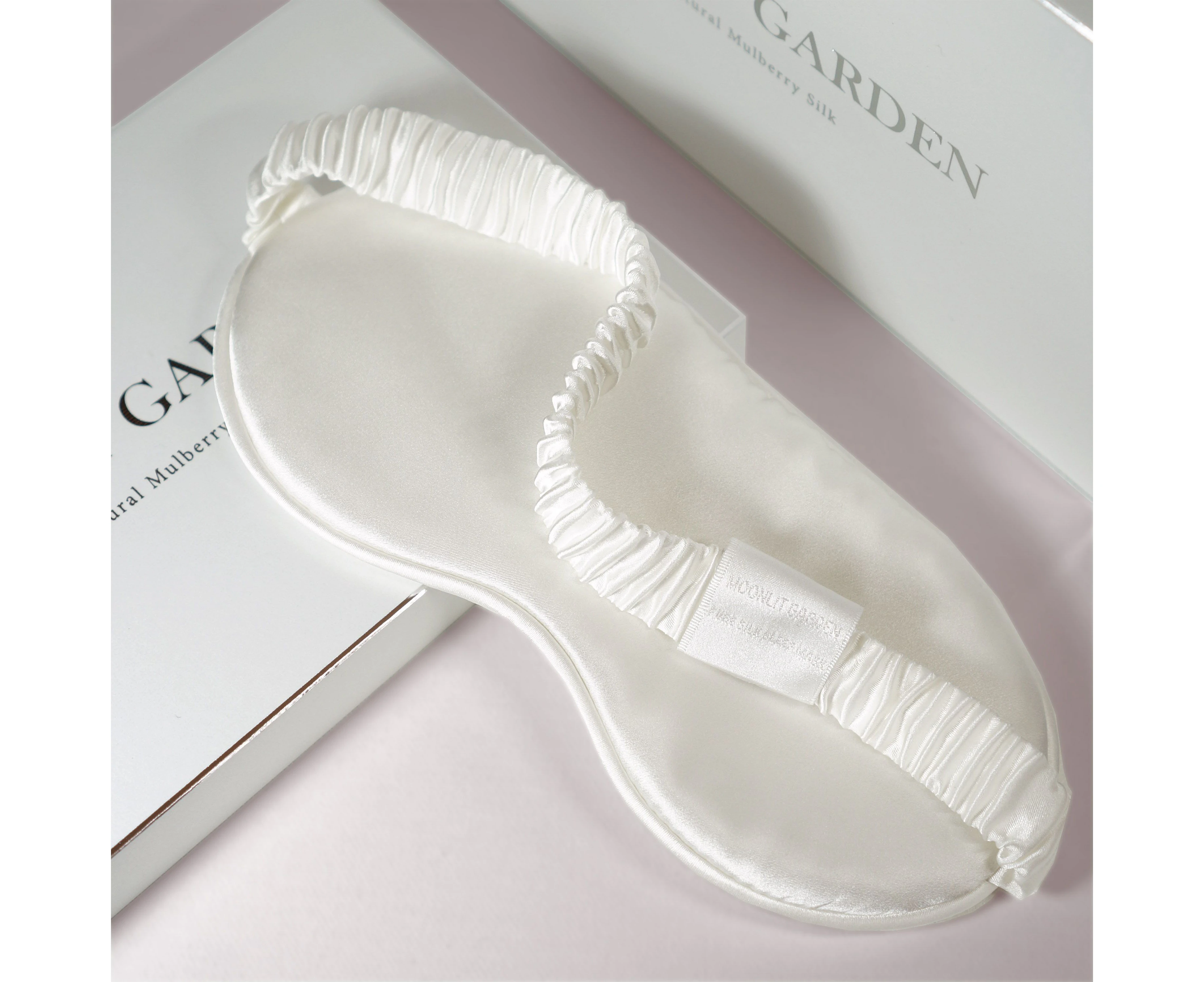 Moonlit Garden Both - Sided 100% Pure Luxe Mulberry Silk Eye Mask - White