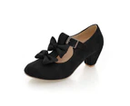 Amoretu Womans Low Heel Vintage Lolita Shoes Cute Bowknot Mary Jane Shoes-Black