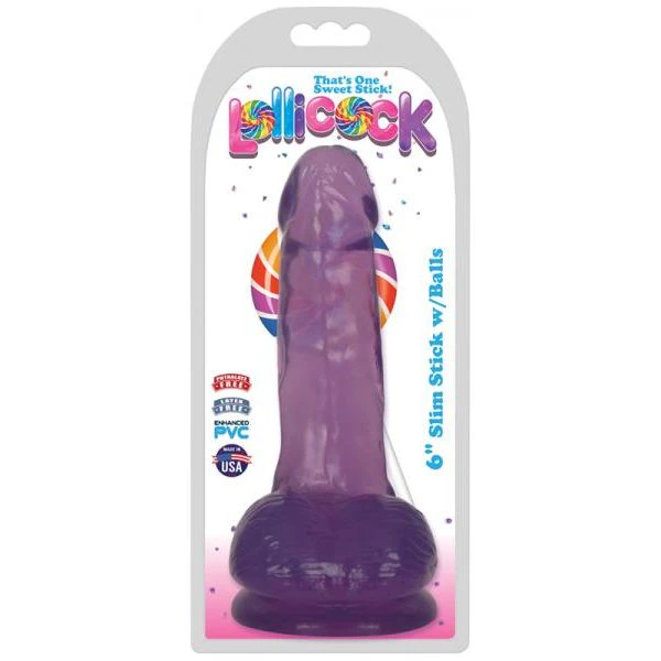 Lollicock Slim Stick W Balls 6in Grape Ice Realistic Pvc Dildo For Sensational Pleasure Model Ls 6g Unisex Intense G Spot And Pros