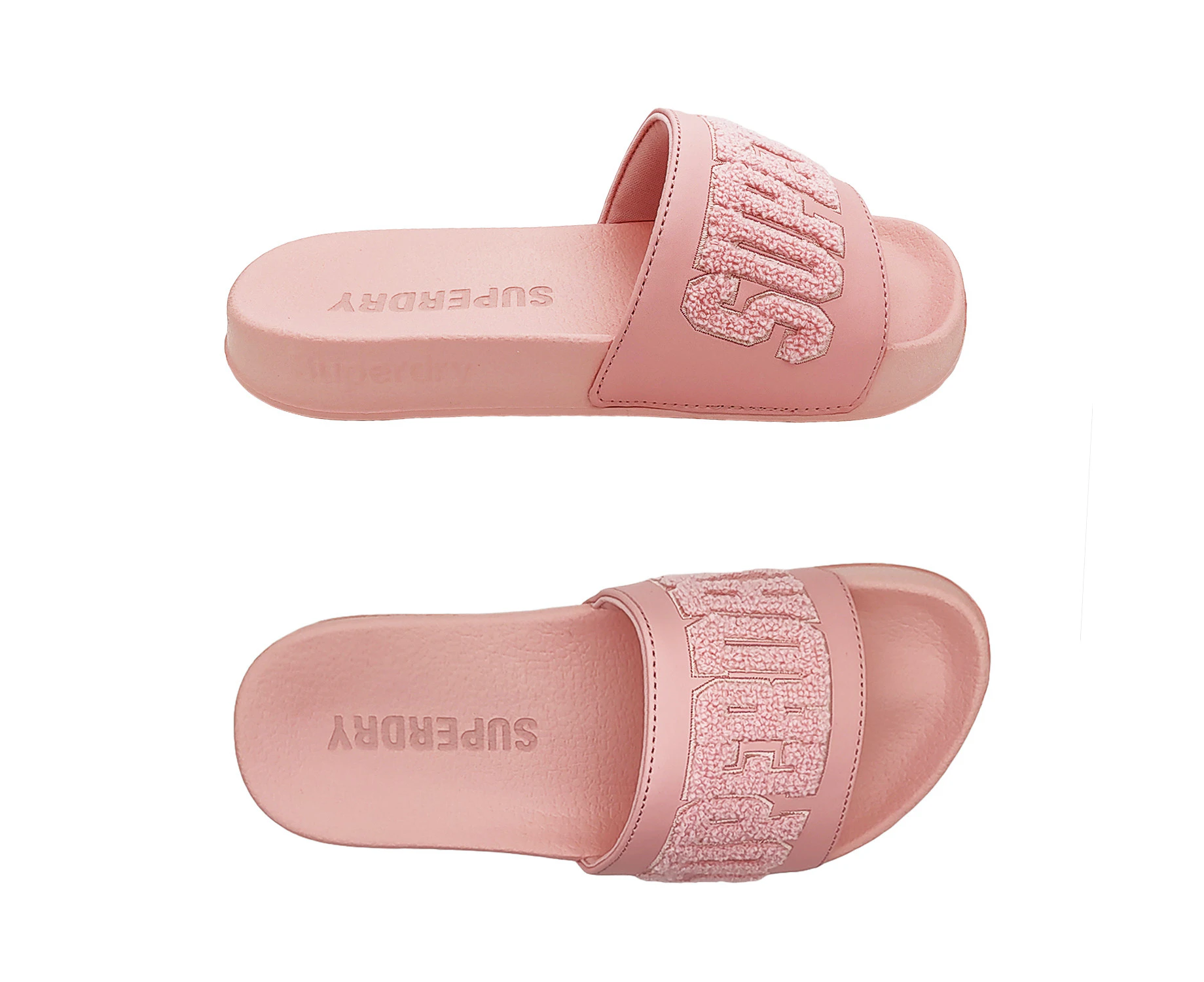 Superdry High Build Logo Pool Slide Ladies Slide Lightweight Slip On - Pink