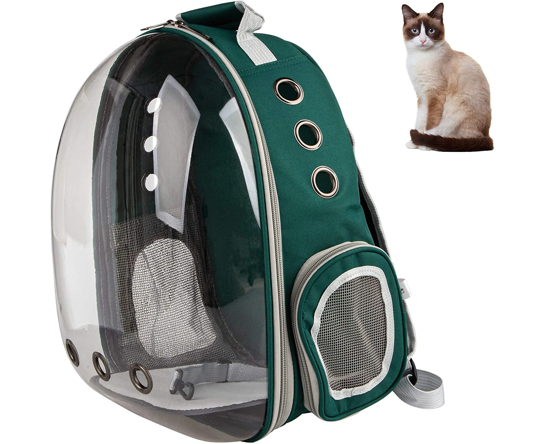 PETRIP Cat Backpack Carrier Space Capsule Pet Carrier Airline Approved Travel Carrier-Green