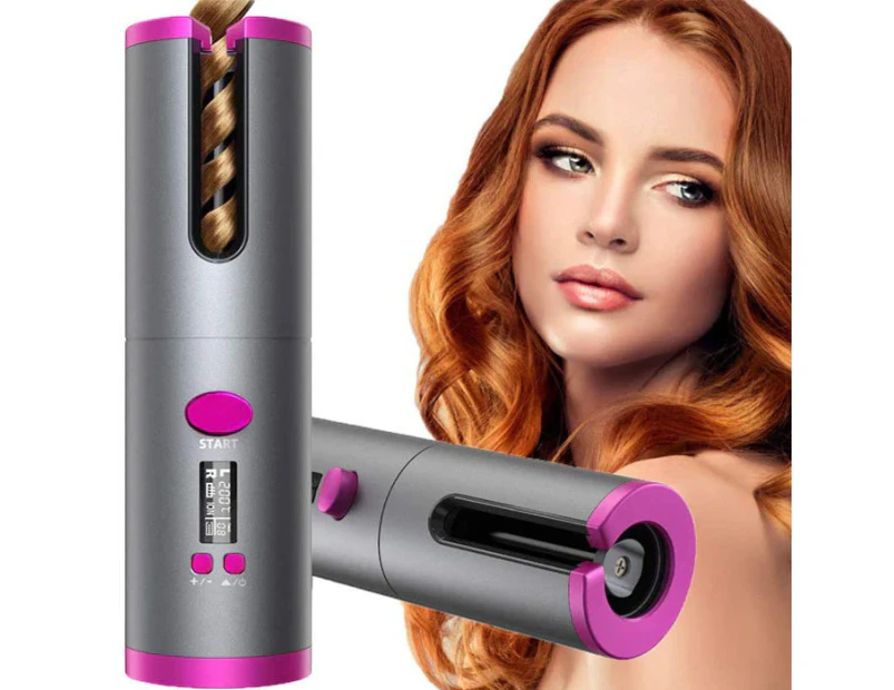 Beakey Portable Cordless Hair Curler Automatic Hair Curler USB Rechargeable-Gray