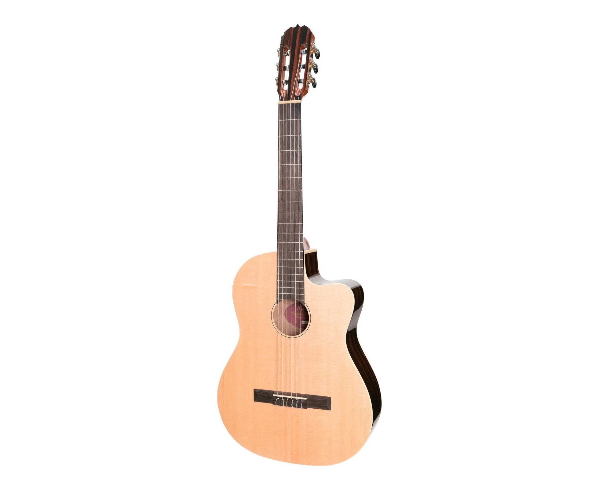 Martinez 'Southern Star' Series Spruce Solid Top Acoustic-Electric Classical Cutaway Guitar (Natural Gloss)