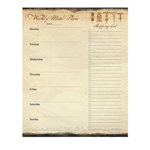 Lang Undated Weekly Meal Planner Gilded Wine 53 Sheets Notepad