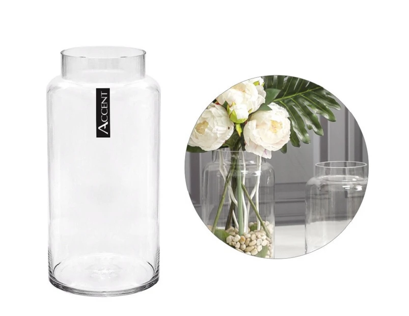 bulk 6 Glass Cylinder Vase w Lip 13x34cm