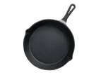 SOGA 26cm Round Cast Iron Frying Pan Skillet Steak Sizzle Platter with Handle