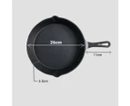 SOGA 26cm Round Cast Iron Frying Pan Skillet Steak Sizzle Platter with Handle