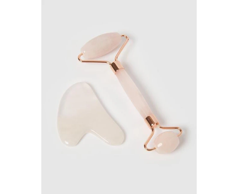 Face Roller & Gua Sha Set (Rose Quartz)