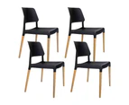 Artiss Set of 4 Wooden Stackable Dining Chairs - Black