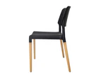 Artiss Set of 4 Wooden Stackable Dining Chairs - Black