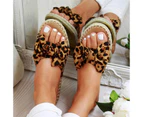 Amoretu Women Flat Slippers Open Toe Bowknot Espadrilles Sandals-Leopard
