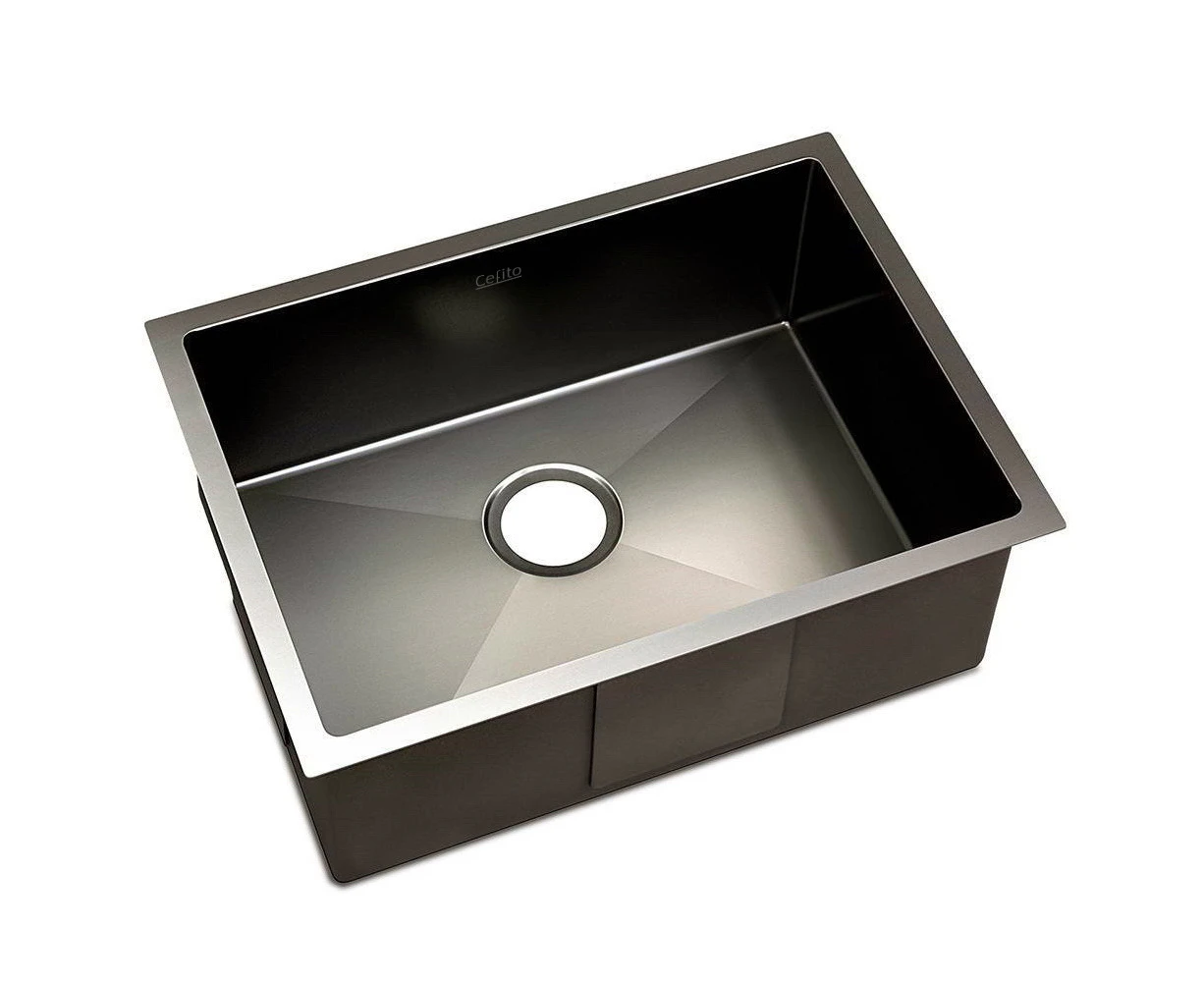 Cefito 60cm x 45cm Stainless Steel Kitchen Sink Under/Top/Flush Mount Black