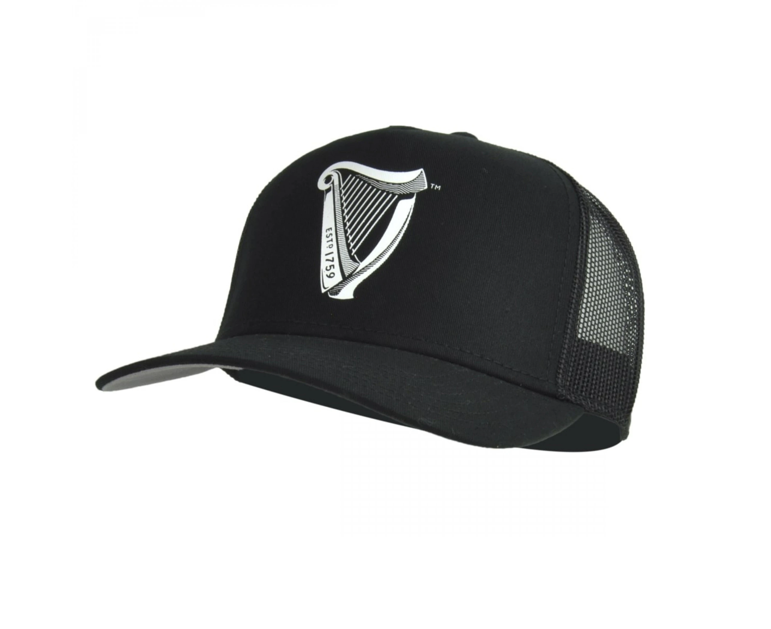 Guinness Harp Logo Trucker Premium Black & White Adjustable Cap