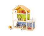 VIGA Wooden Pretend Play Toy Doll 3- Storey House