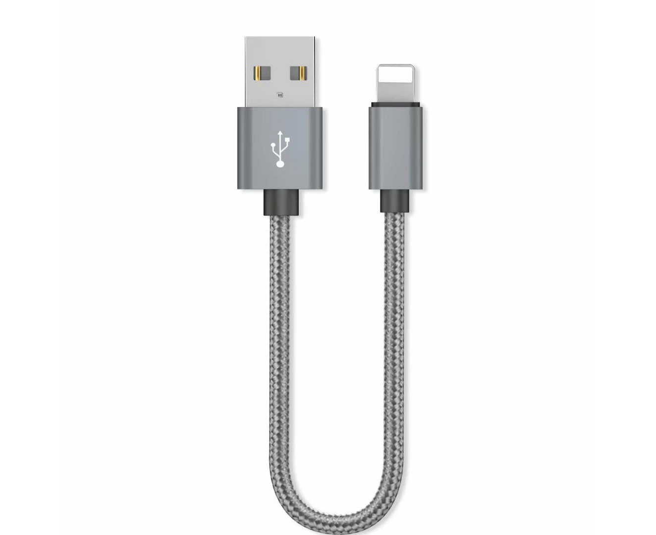 2X 20CM Short Braided Lightning USB Cable Fast Charging Cord iPhone X 8 7 6 Plus - Grey